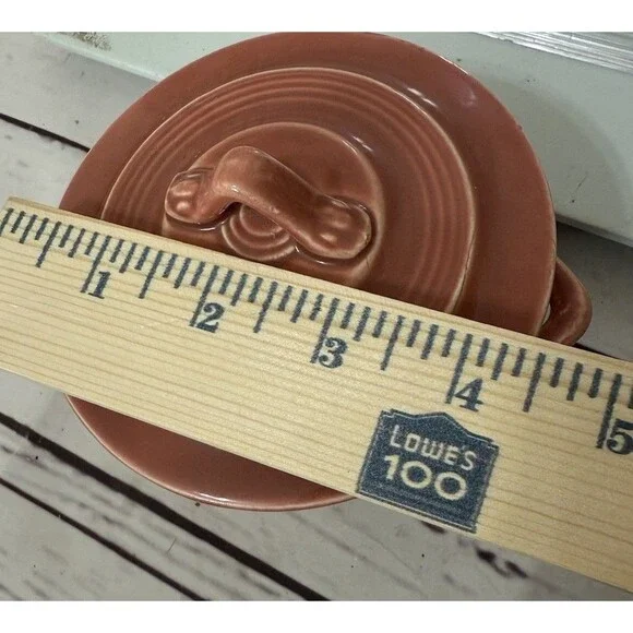 Art Deco Homer Laughlin China Harlequin Shrimp Pink Covered Sugar Bowl - Picture 8 of 10